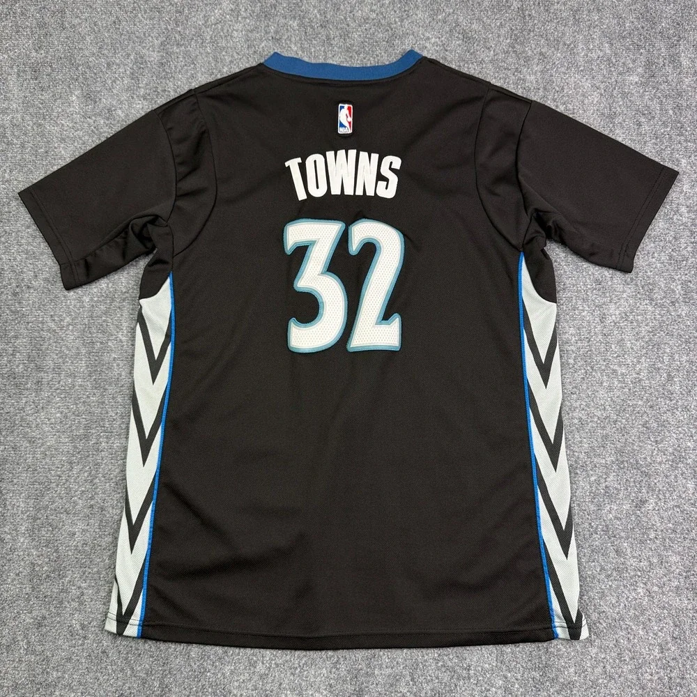 Adidas Swingman Jersey Men's M +2 Karl Towns 32 Timberwolves NBA Black Stitched